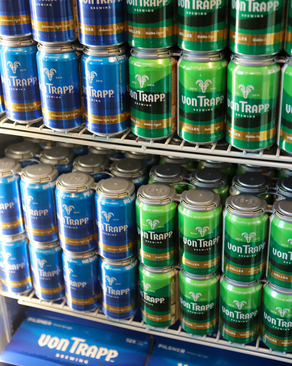 cans of beer on shelves