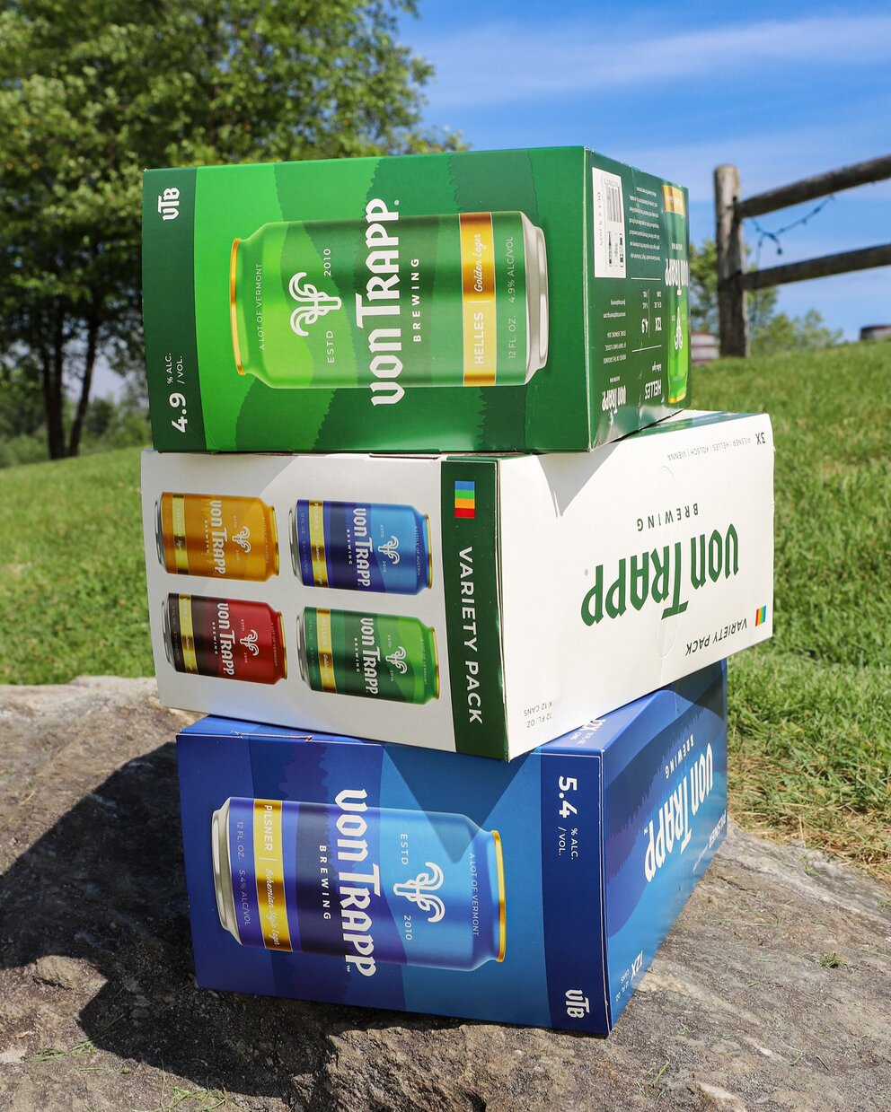 a stack of boxes on a rock